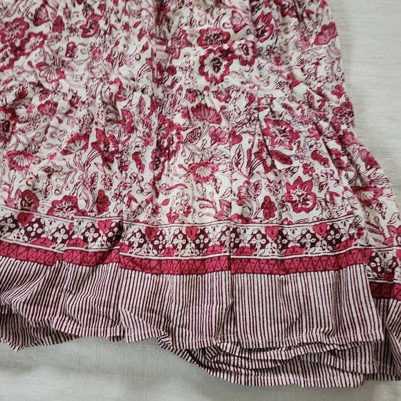 Anthropologie Georgina floral maroon cream dress flowy midi womens small - Picture 5 of 14